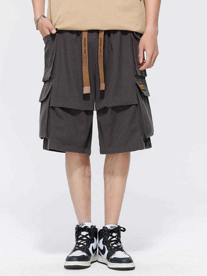 Men's Plus Size Drawstring Wide Leg Cargo Shorts