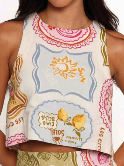 Printed Tank and Skort Two-Piece Set