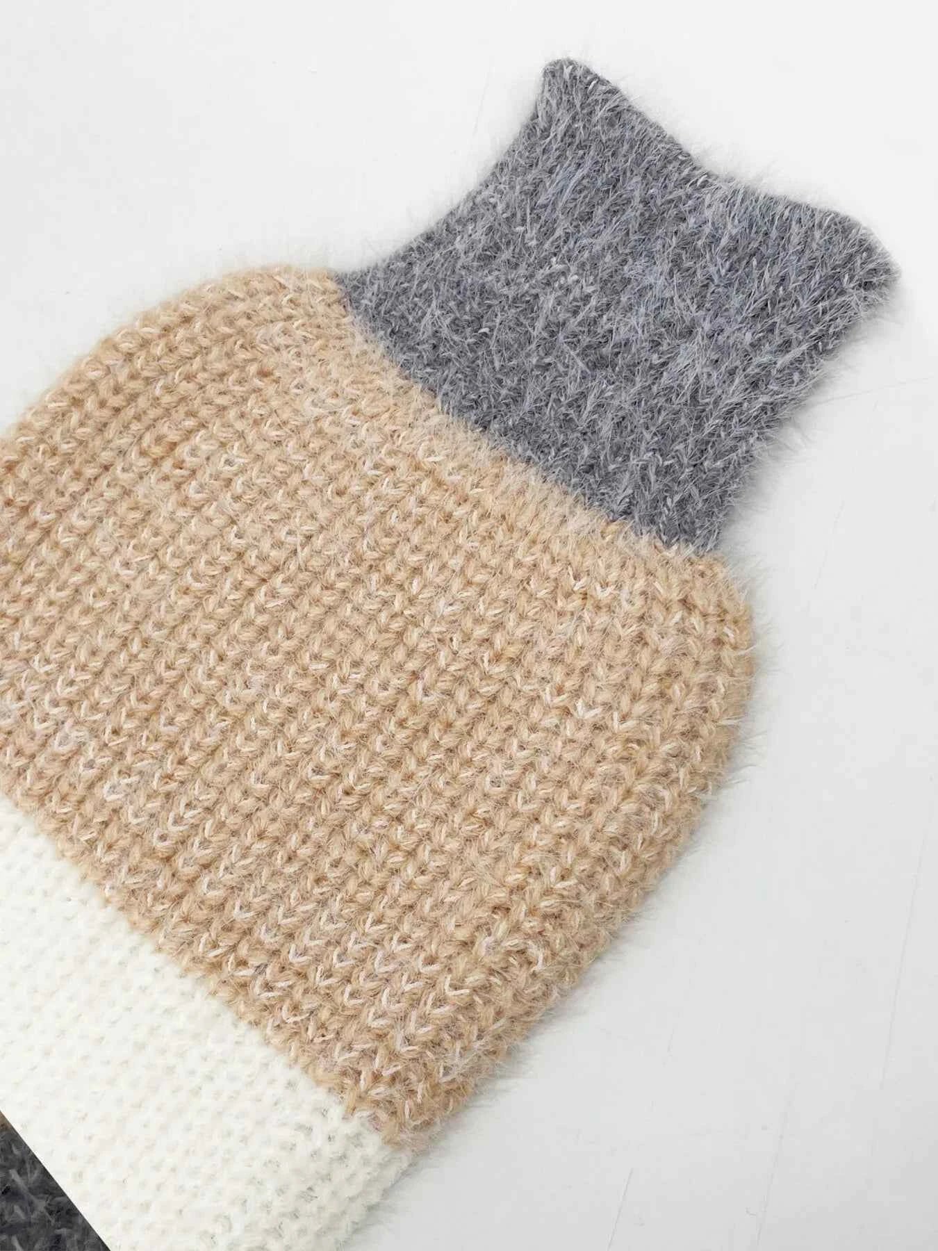 Color Block Long Sleeve Sweater Dress