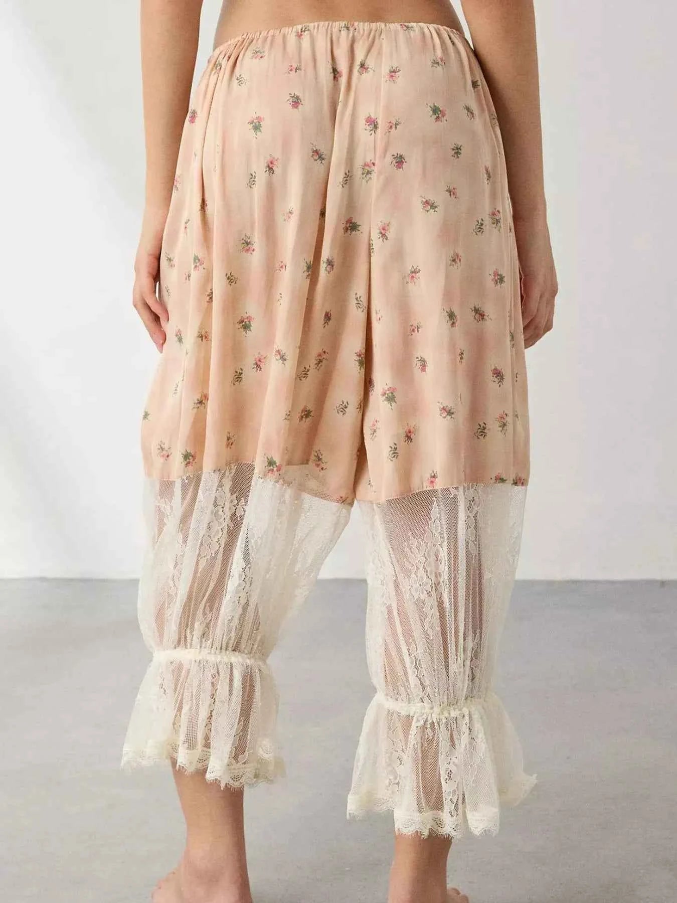Floral Lace Patchwork Pants