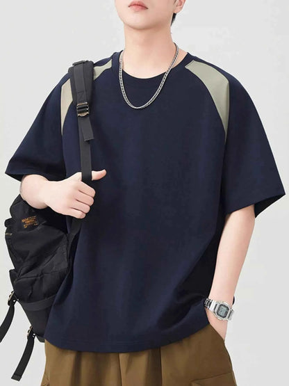 Men's Plus Size Contrast Round Neck Short Sleeve T-Shirt