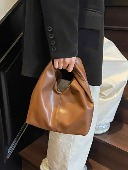 Knot Handle Leather Handbag