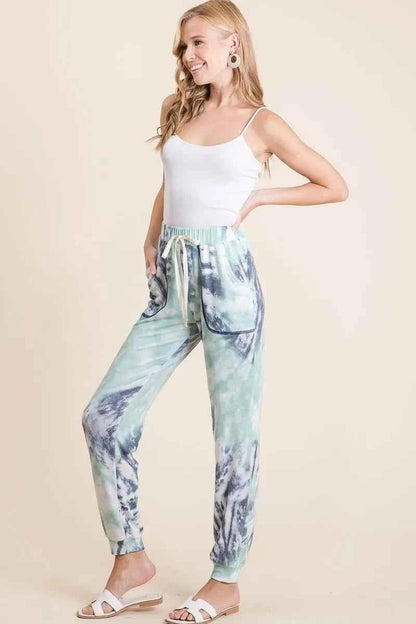 BiBi Tie Dye French Terry Casual Sweat Pants