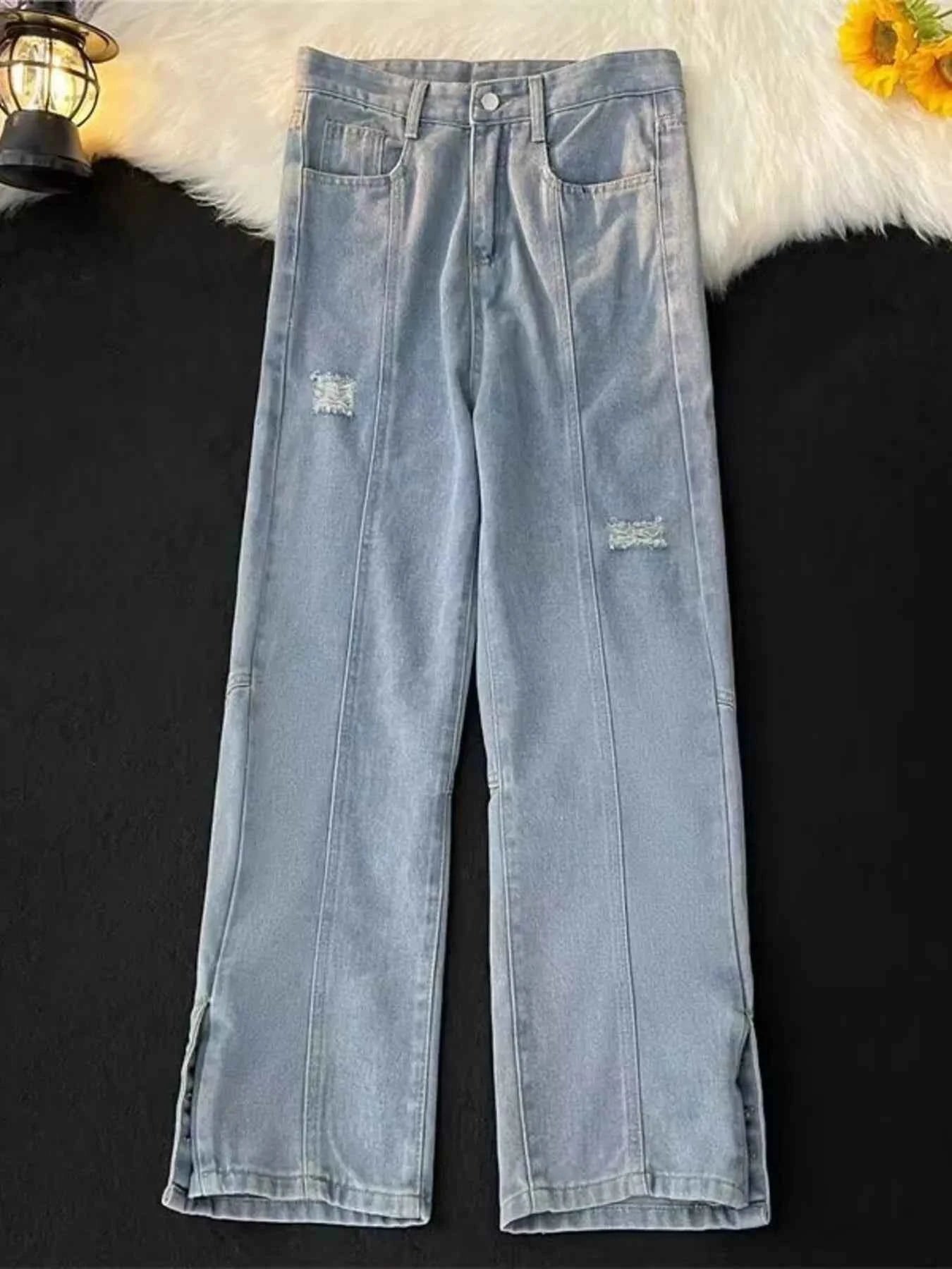 Men's Full Size Distressed Wide Leg Jeans Plus Size