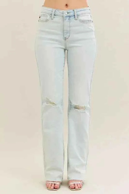 Judy Blue Full Size Destroy & Fray Hem Bootcut Jeans Plus Size