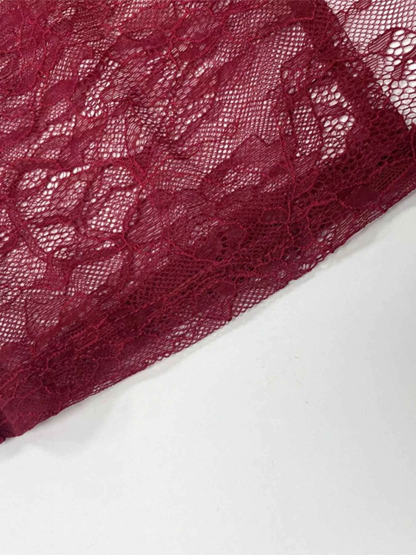 Lace Sheer Mock Neck Long Sleeve Maxi Dress