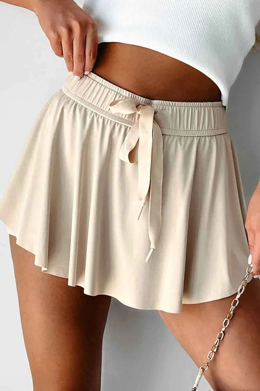 Drawstring High Waist Lined Active Skorts