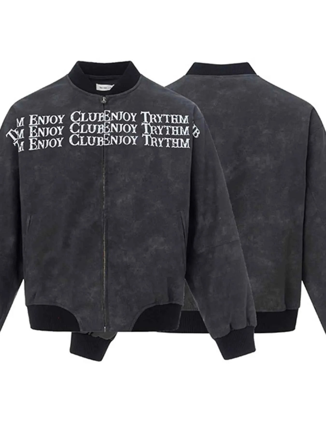 Men's Zip Up Letter Graphic Bomber Jacket