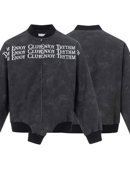 Men's Zip Up Letter Graphic Bomber Jacket