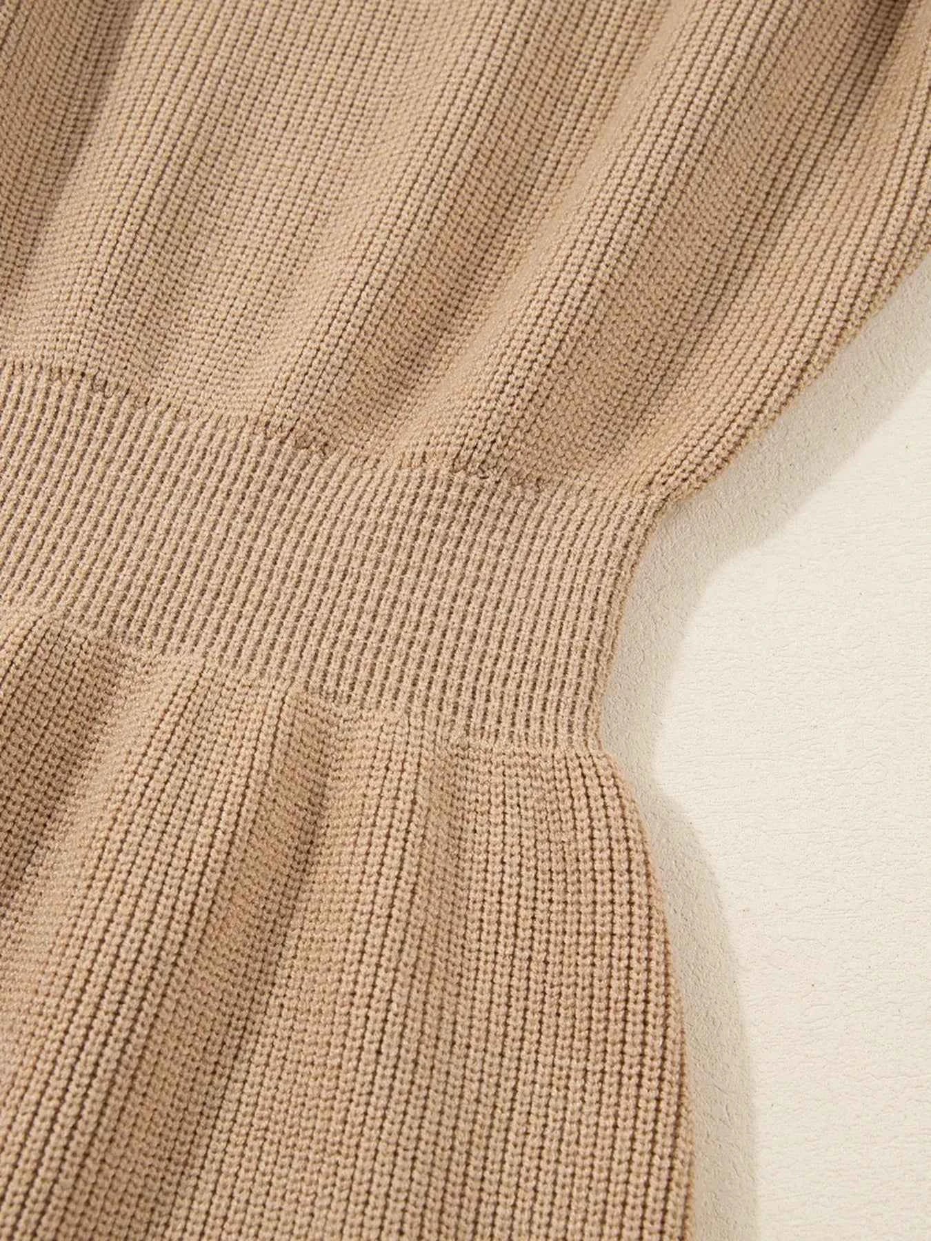 Pearl Embellished Keyhole Ribbed Sweater Dress