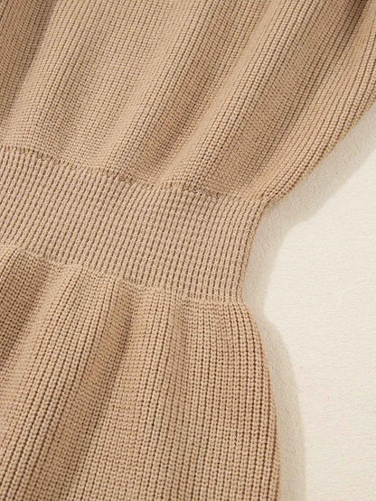 Pearl Embellished Keyhole Ribbed Sweater Dress