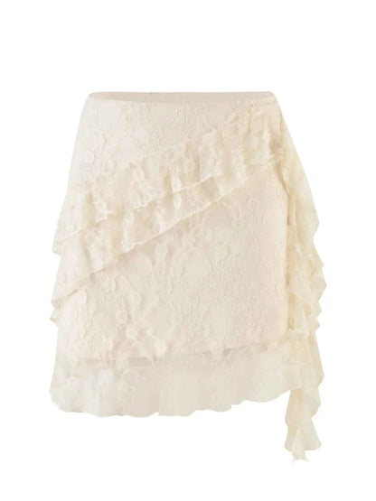 Lace Ruffle Mini Skirt