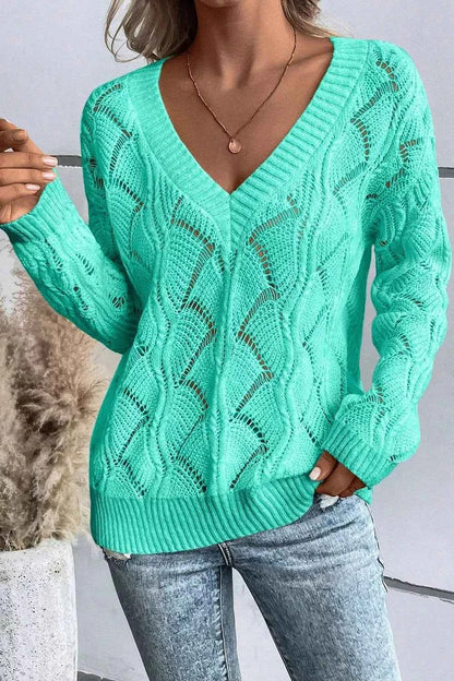 Elegant Texture V-Neck Knit Top