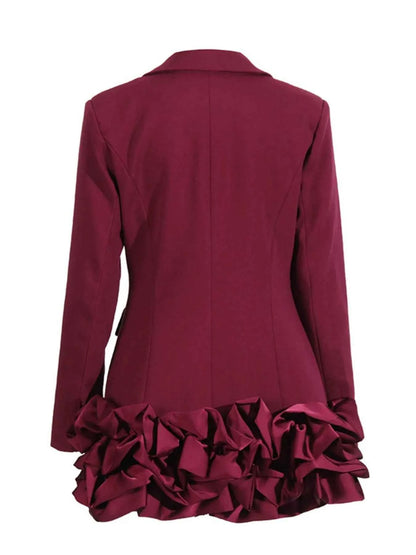 Ruffle Hem Double-Breasted Blazer Dress