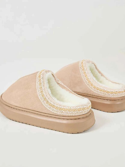 Faux Fur Suede Platform Slippers