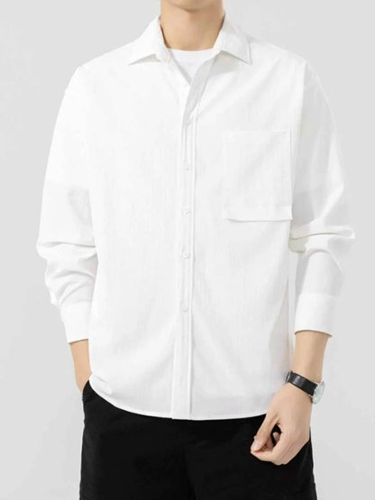 Men's Plus Size Button Up Long Sleeve Shirt