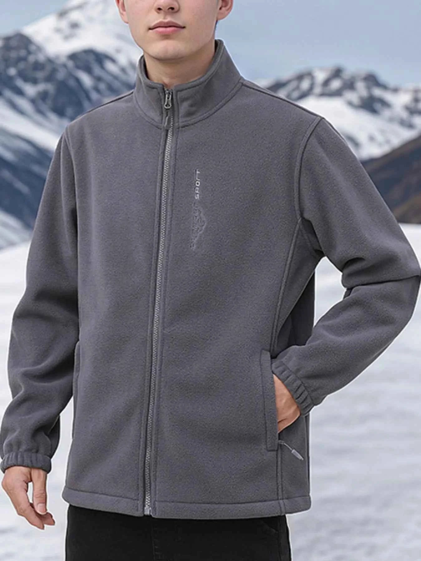 Men's Plus Size Zip Up Thermal Fleece Jacket