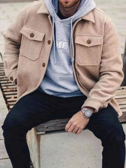 Men's Full Size Button Up Long Sleeve Jacket Plus Size