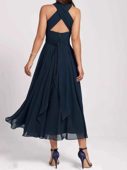 Ruched A-Line Midi Dress