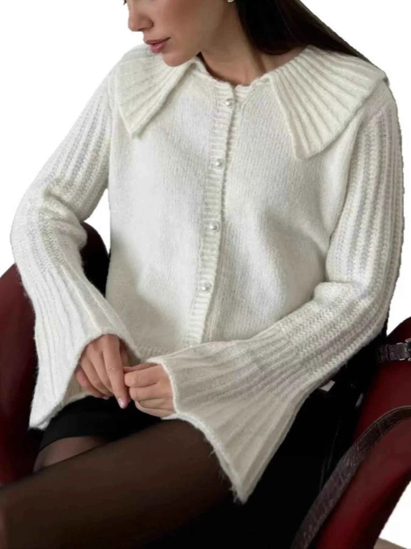 Button Up Flare Sleeve Cardigan