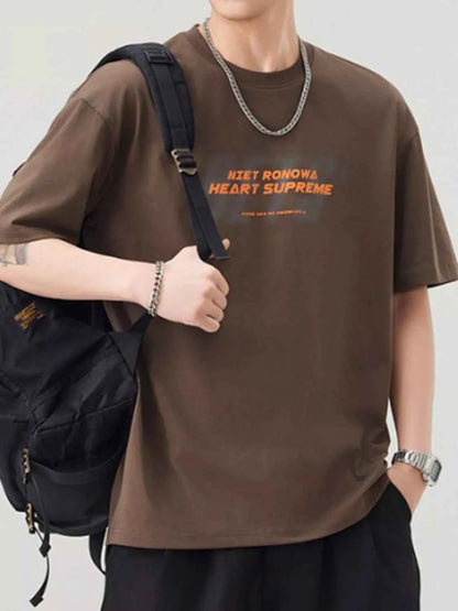 Men's Plus Size Round Neck Letter Graphic T-Shirt