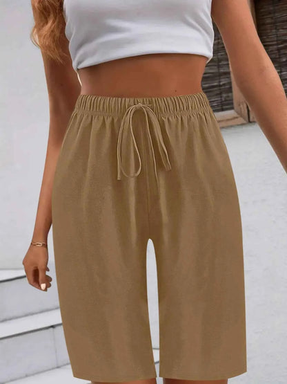 Casual Drawstring Wide Leg Shorts