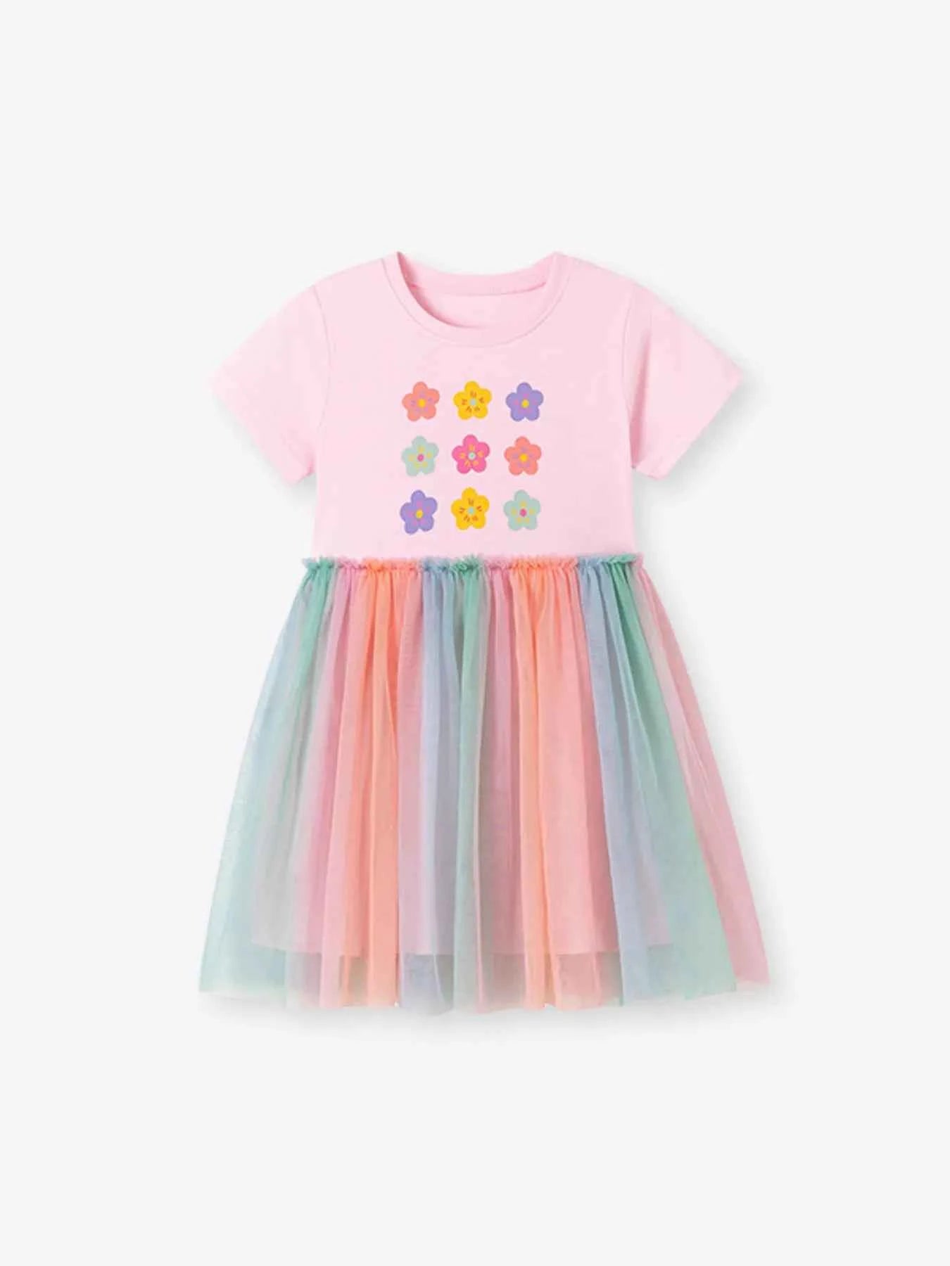 Children's Floral Rainbow Tulle Dress