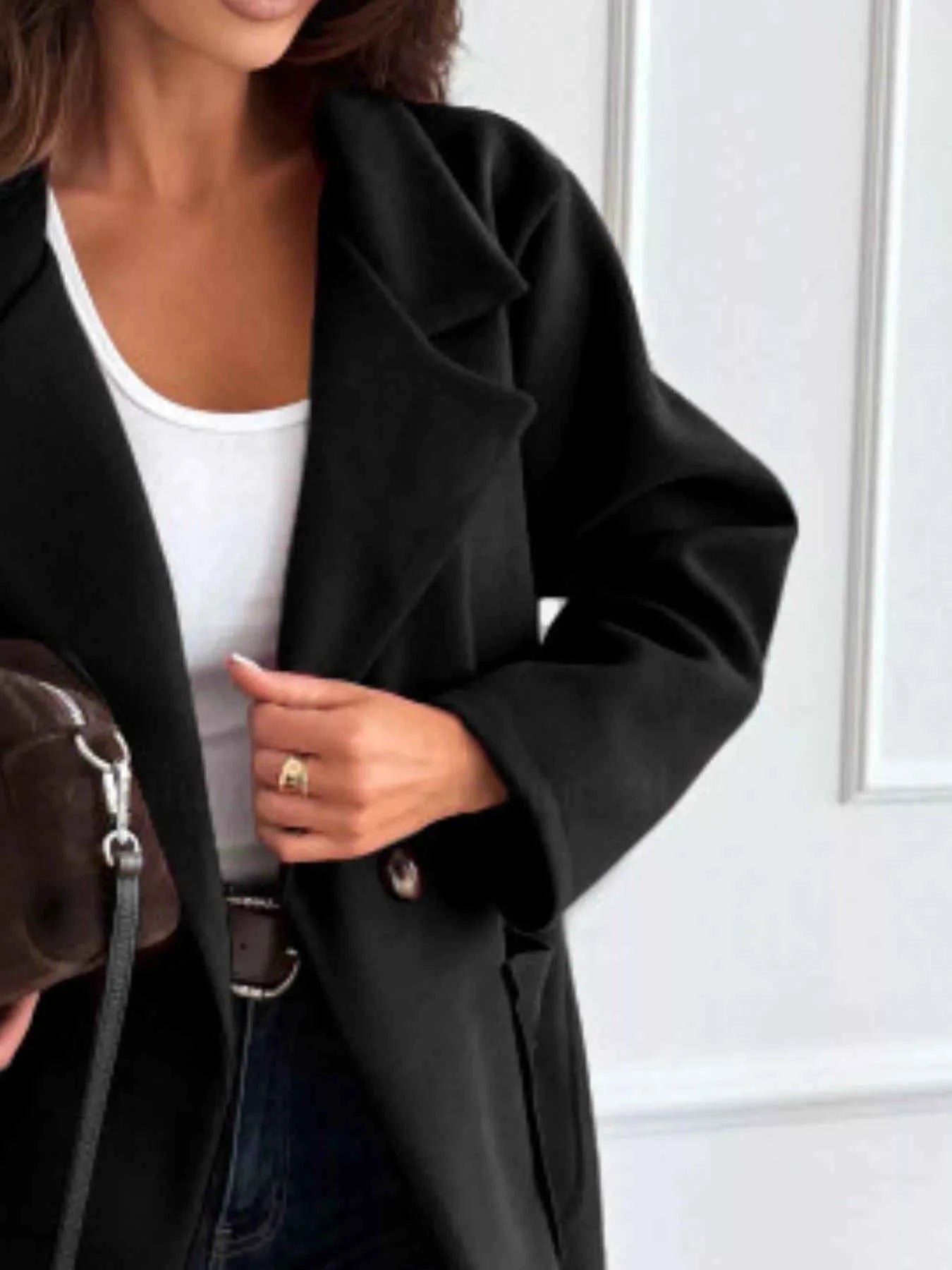 Long-Sleeve Single-Breasted Trench Coat