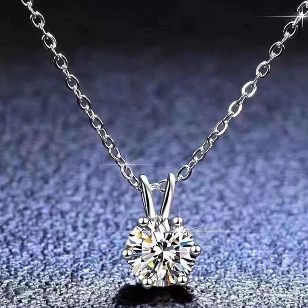 2 Carat Moissanite 925 Sterling Silver Pendant Necklace