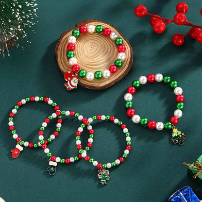 5 Piece Christmas Synthetic Pearl Bracelet