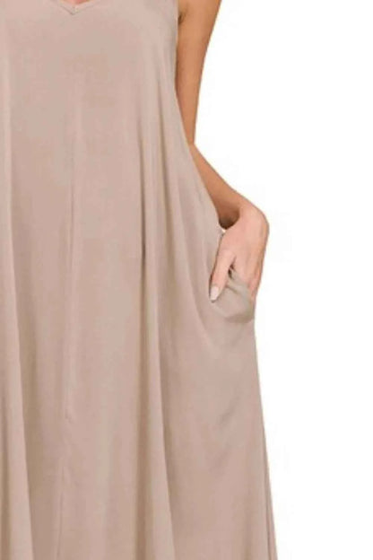Zenana Woven Arc Hem Cami Dress With Flowy Pockets