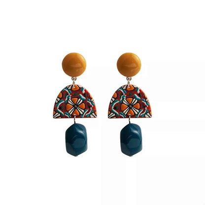 Geometric Pattern Drop Earrings
