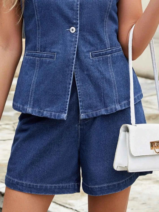 High-Waisted Denim Shorts