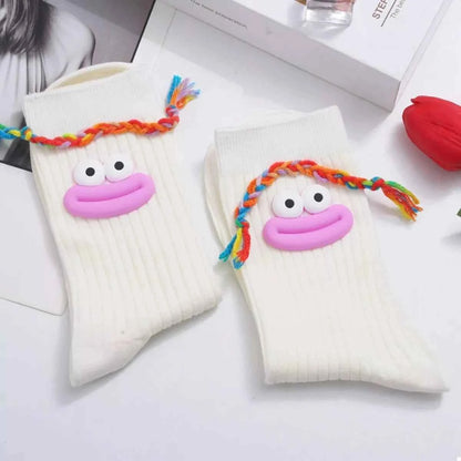 Cartoon Ribbed Knit Crew Socks