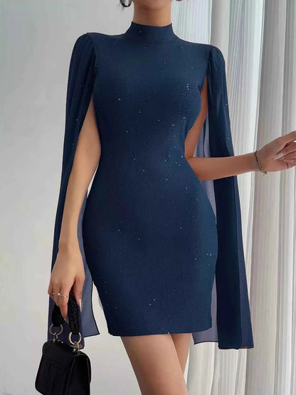 Glitter Cape Sleeve Mini Dress