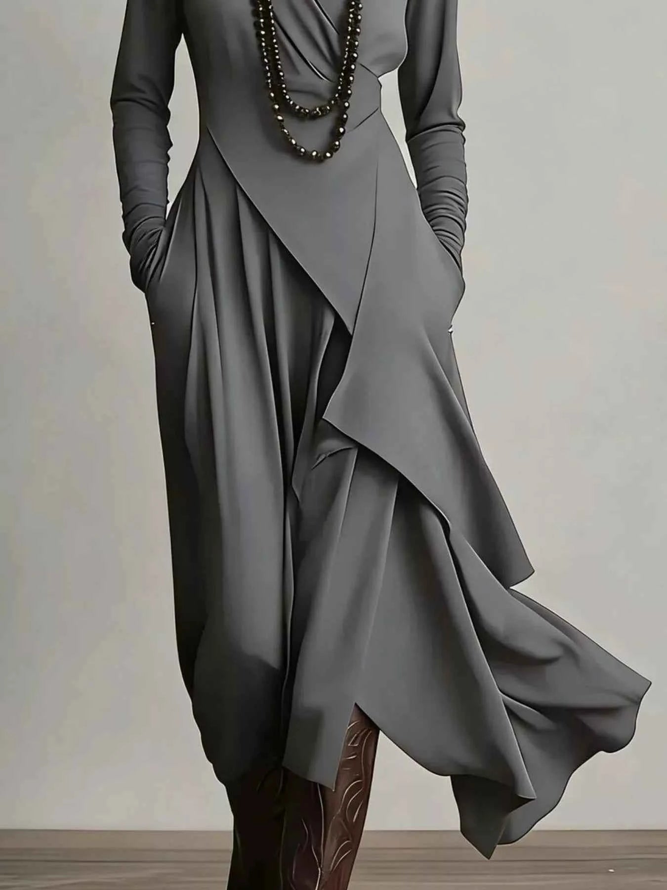 Full Size Asymmetrical Hem Turtleneck Dress Plus Size