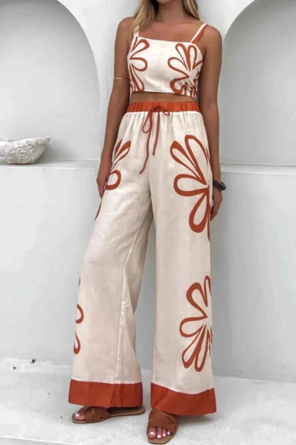 Smocked Square Neck Cami and Pants Set
