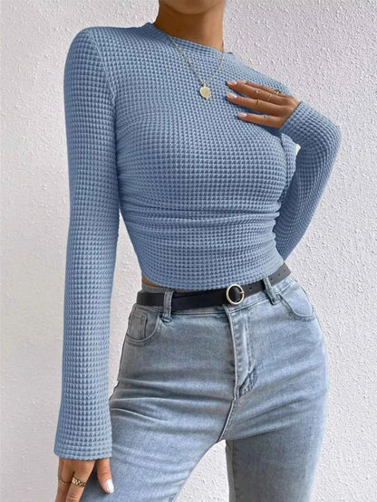 Waffle Knit Long Sleeve T-Shirt
