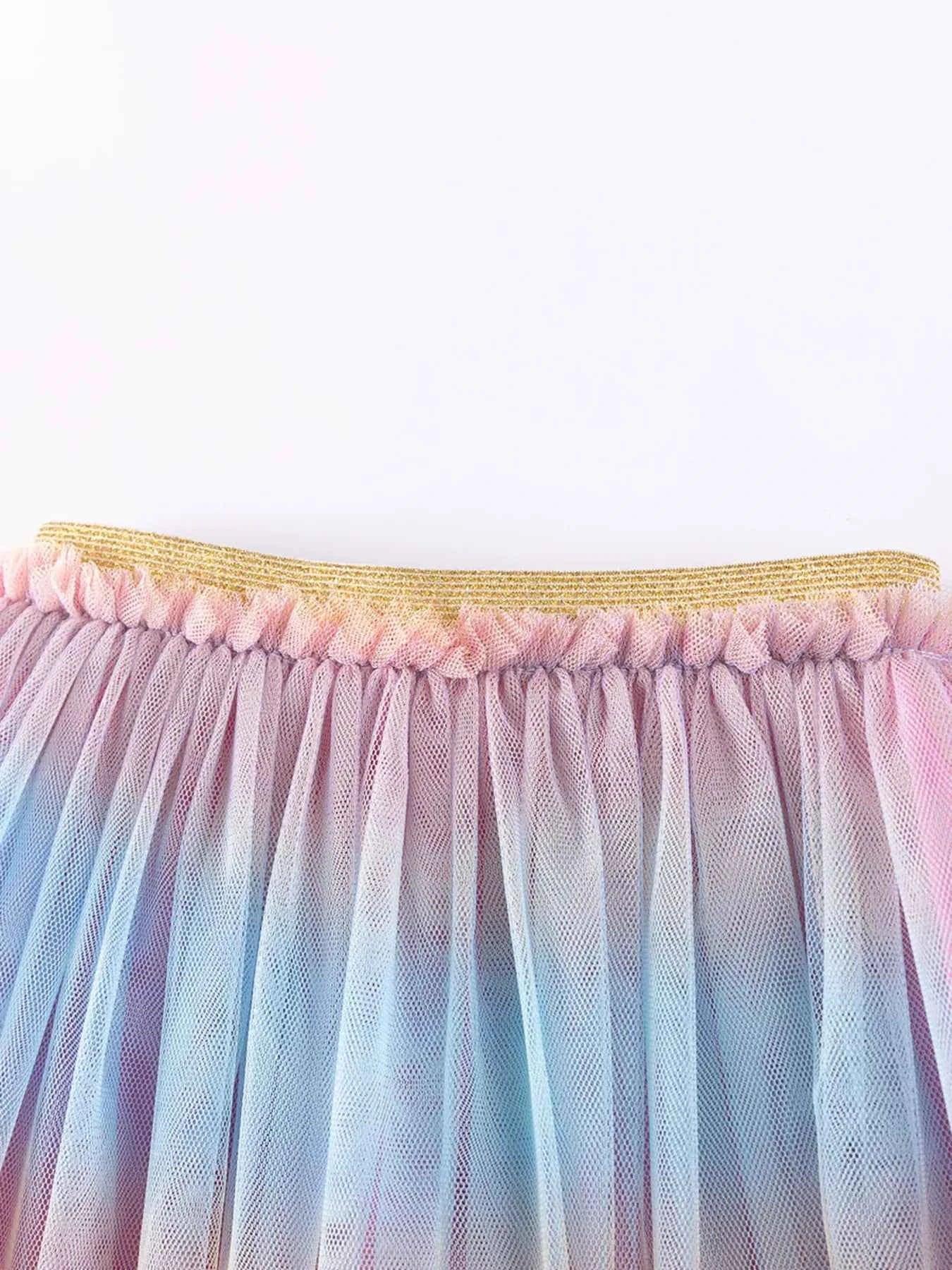 Children's Rainbow Cloud Applique Top and Tulle Skirt Set