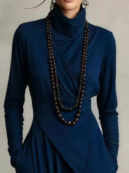 Full Size Asymmetrical Hem Turtleneck Dress Plus Size