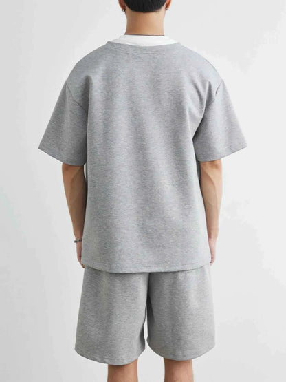 Men's Plus Size Half Sleeve Top and Shorts Set