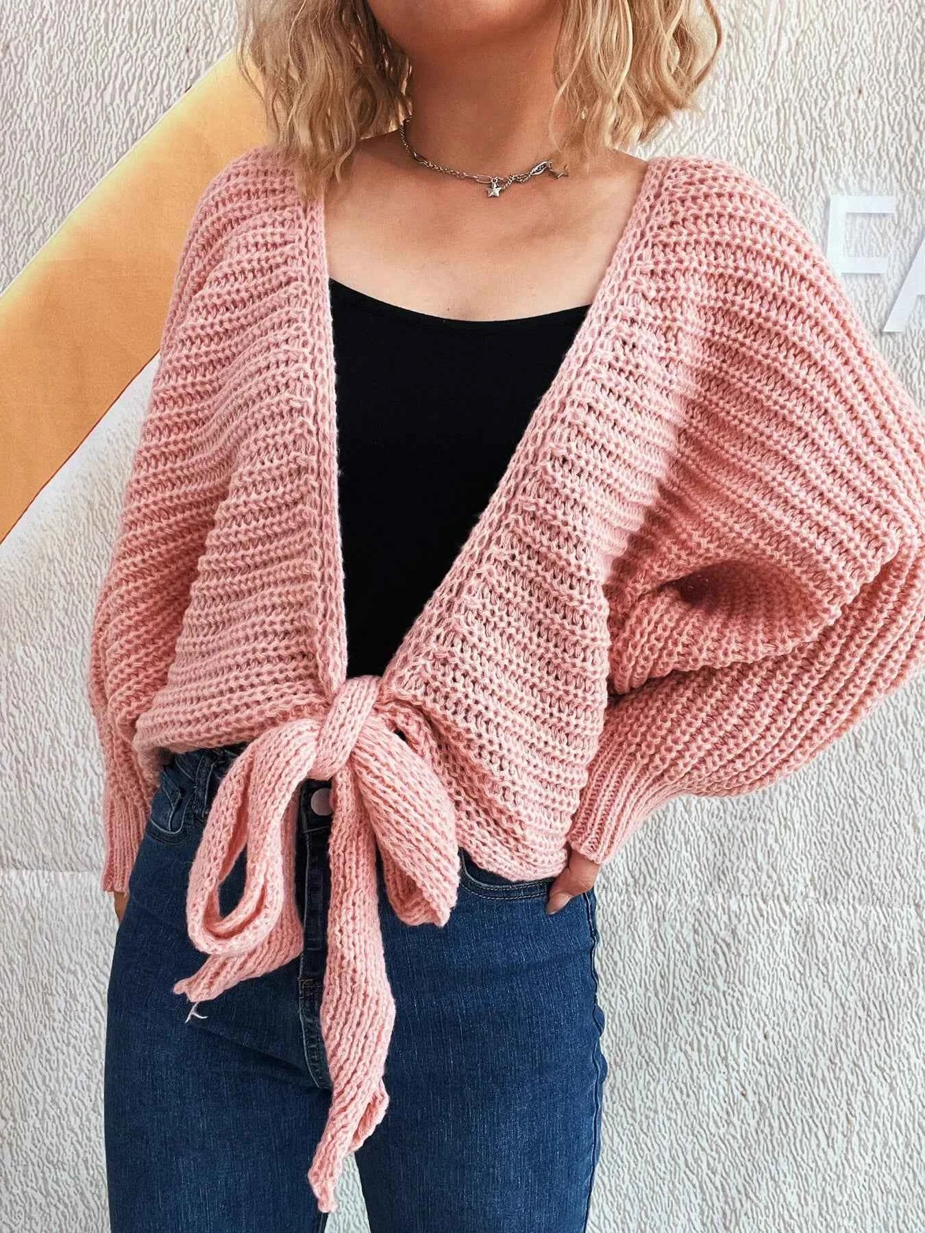 Tie Front Long Sleeve Cardigan