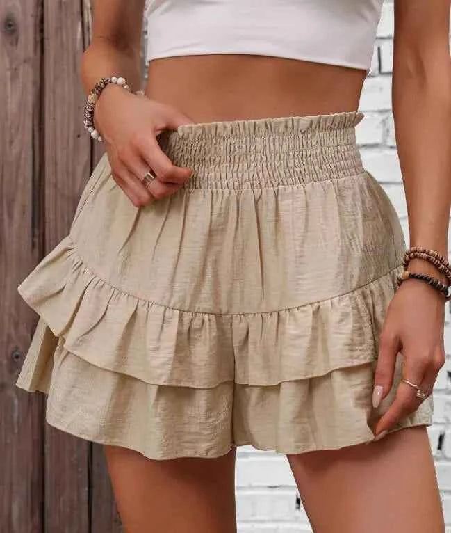 Ruffle Layered High Waist Casual Skort