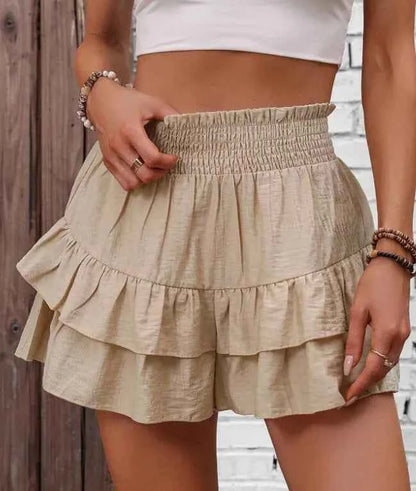 Ruffle Layered High Waist Casual Skort