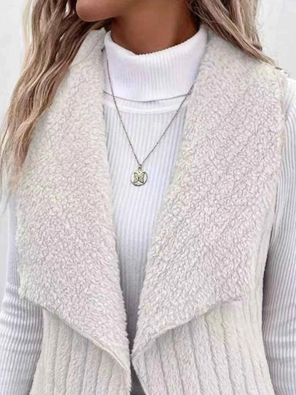 Cozy Fleece Open Front Vest Coat