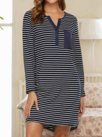Striped Long Sleeve Lounge Dress
