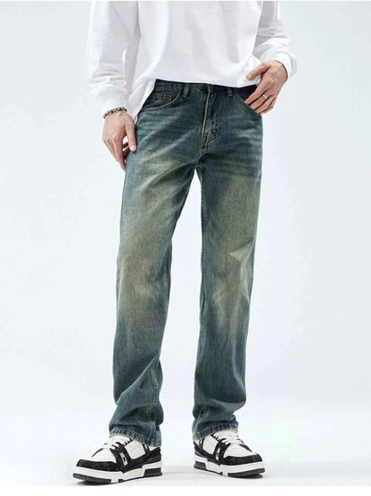 Men's Washed Straight Leg Jeans