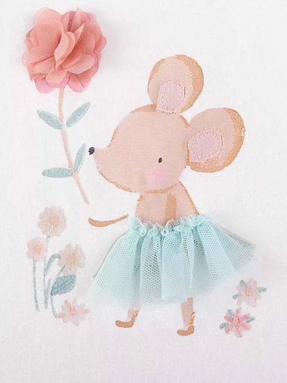 Children's Mouse Ruffle Sleeve Top & Floral Print Shorts Set