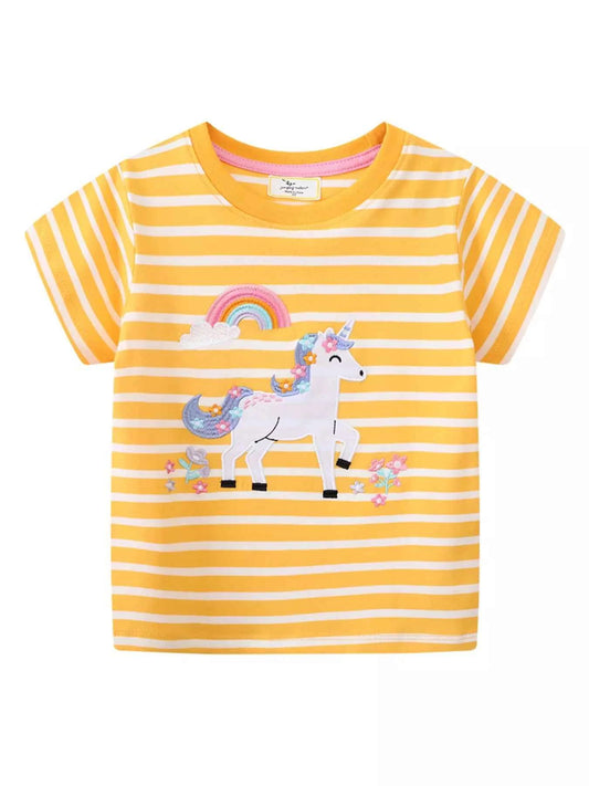 Children's Striped Unicorn Short Sleeve T-Shirt