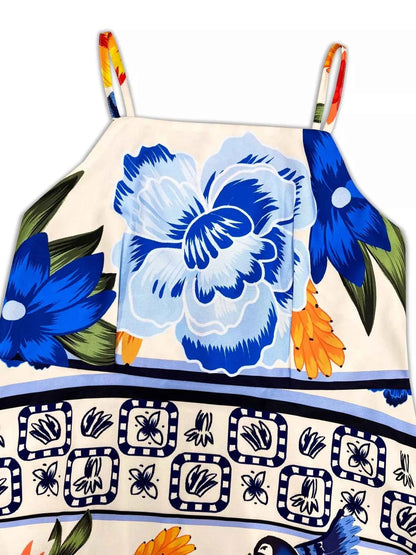 Plus Size Floral Print Spaghetti Strap Maxi Dress